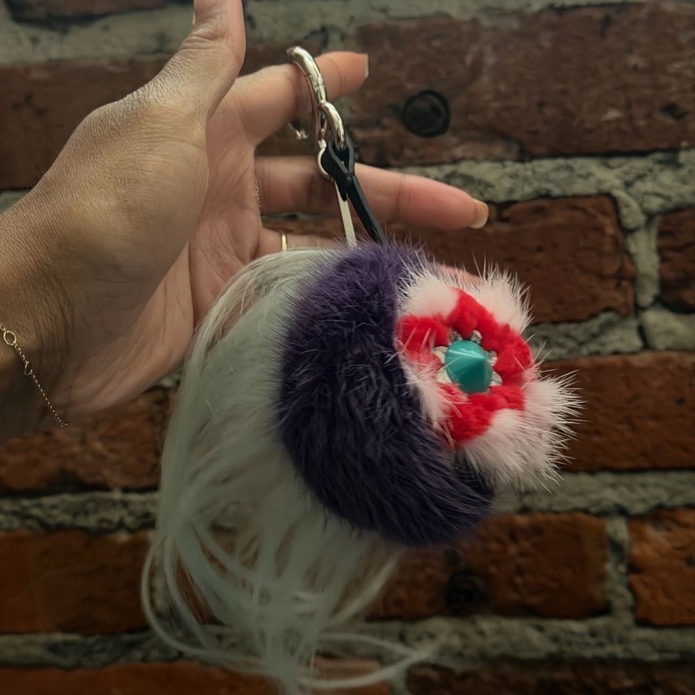 Fendi Bag Bug Mink Keychain - Flowery - Picture 3 of 6